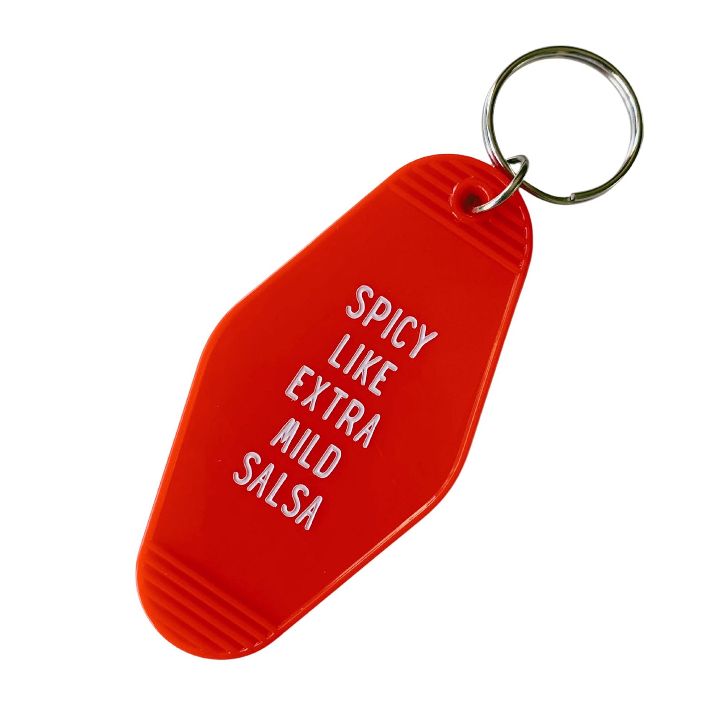 Spicy Like Extra Mild Salsa Motel Style Keychain in Red
