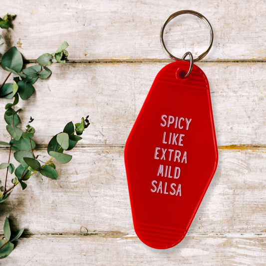 Spicy Like Extra Mild Salsa Motel Style Keychain in Red