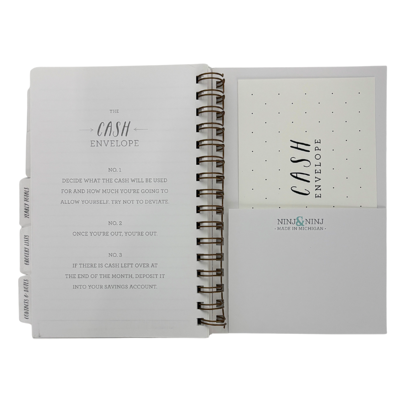 Spiral Bound 12 Month Financial Planner | Undated Budget & Goals Book | Black Dot Cover-Ninj and Ninj-The Bullish Store