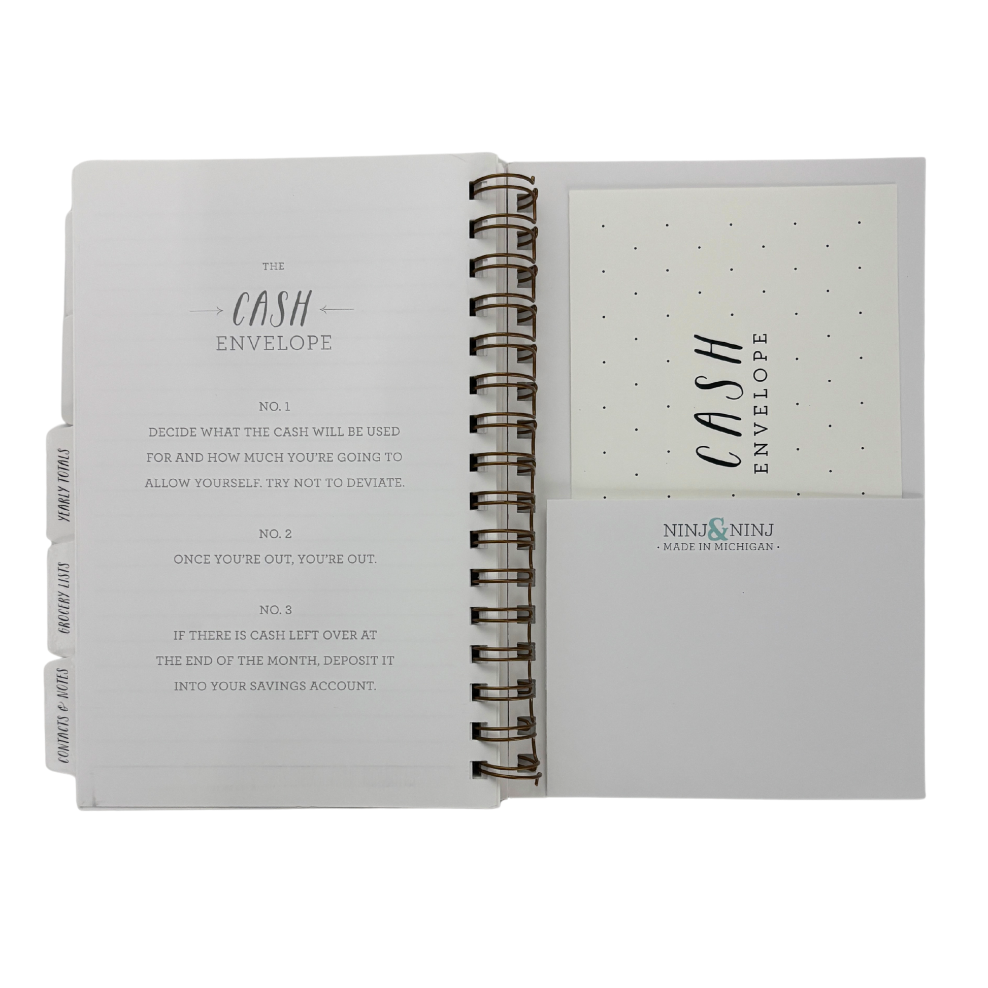 Spiral Bound 12 Month Financial Planner | Undated Budget & Goals Book | Black Dot Cover-Ninj and Ninj-The Bullish Store