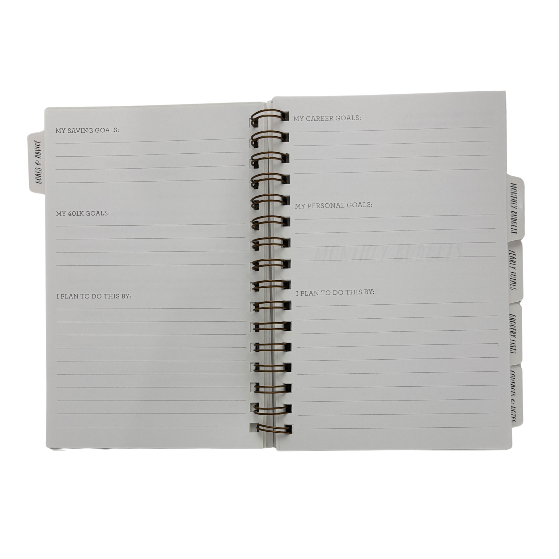 Spiral Bound 12 Month Financial Planner | Undated Budget & Goals Book | Black Dot Cover-Ninj and Ninj-The Bullish Store