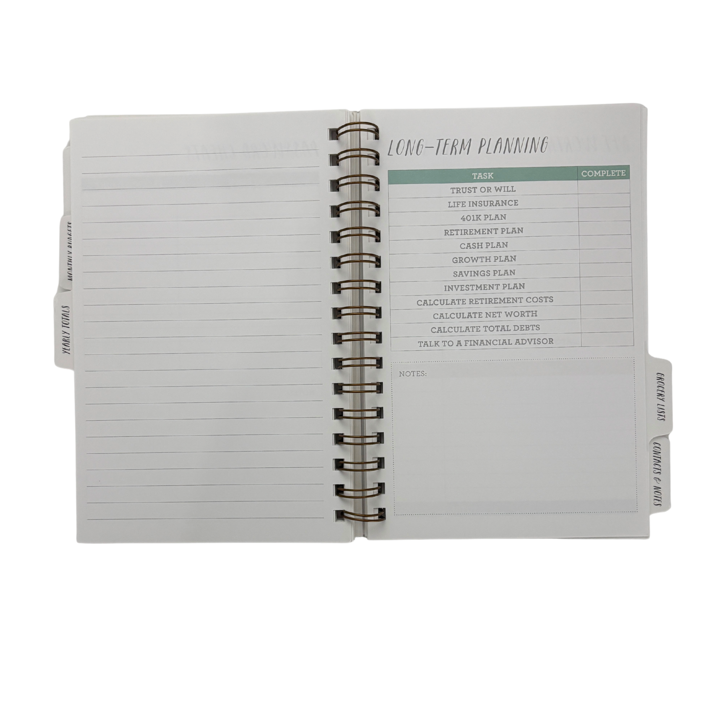 Spiral Bound 12 Month Financial Planner | Undated Budget & Goals Book | Black Dot Cover-Ninj and Ninj-The Bullish Store