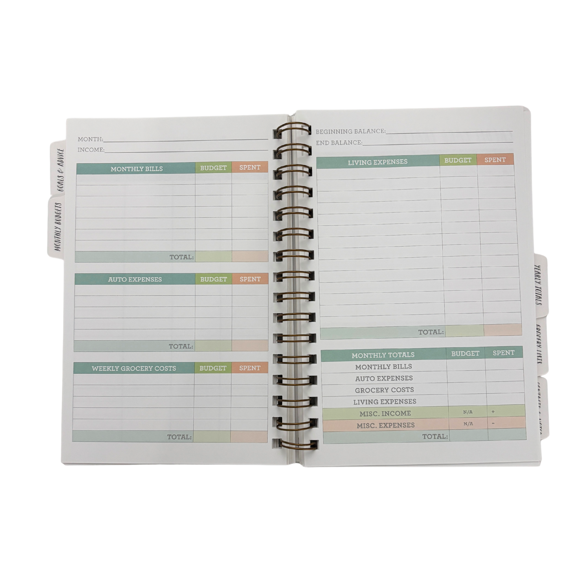 Spiral Bound 12 Month Financial Planner | Undated Budget & Goals Book | Black Dot Cover-Ninj and Ninj-The Bullish Store