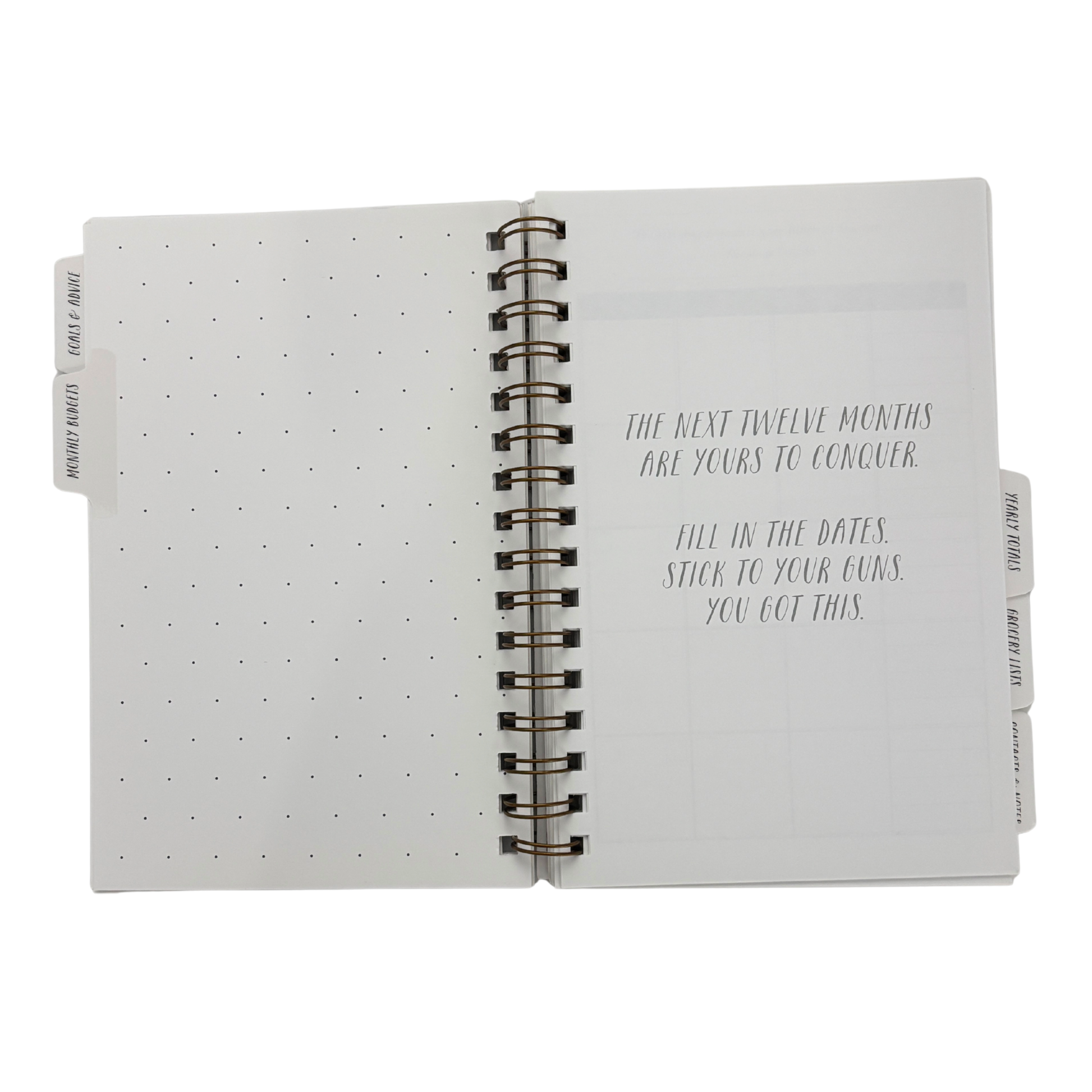 Spiral Bound 12 Month Financial Planner | Undated Budget & Goals Book | Black Dot Cover-Ninj and Ninj-The Bullish Store