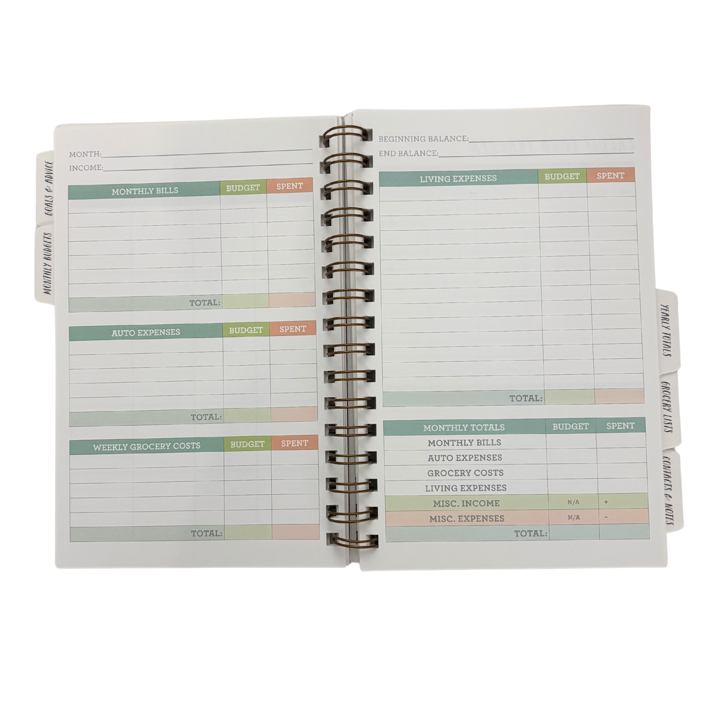 Spiral Bound 12 Month Financial Planner | Undated Budget & Goals Book | Black Dot Cover-Ninj and Ninj-The Bullish Store