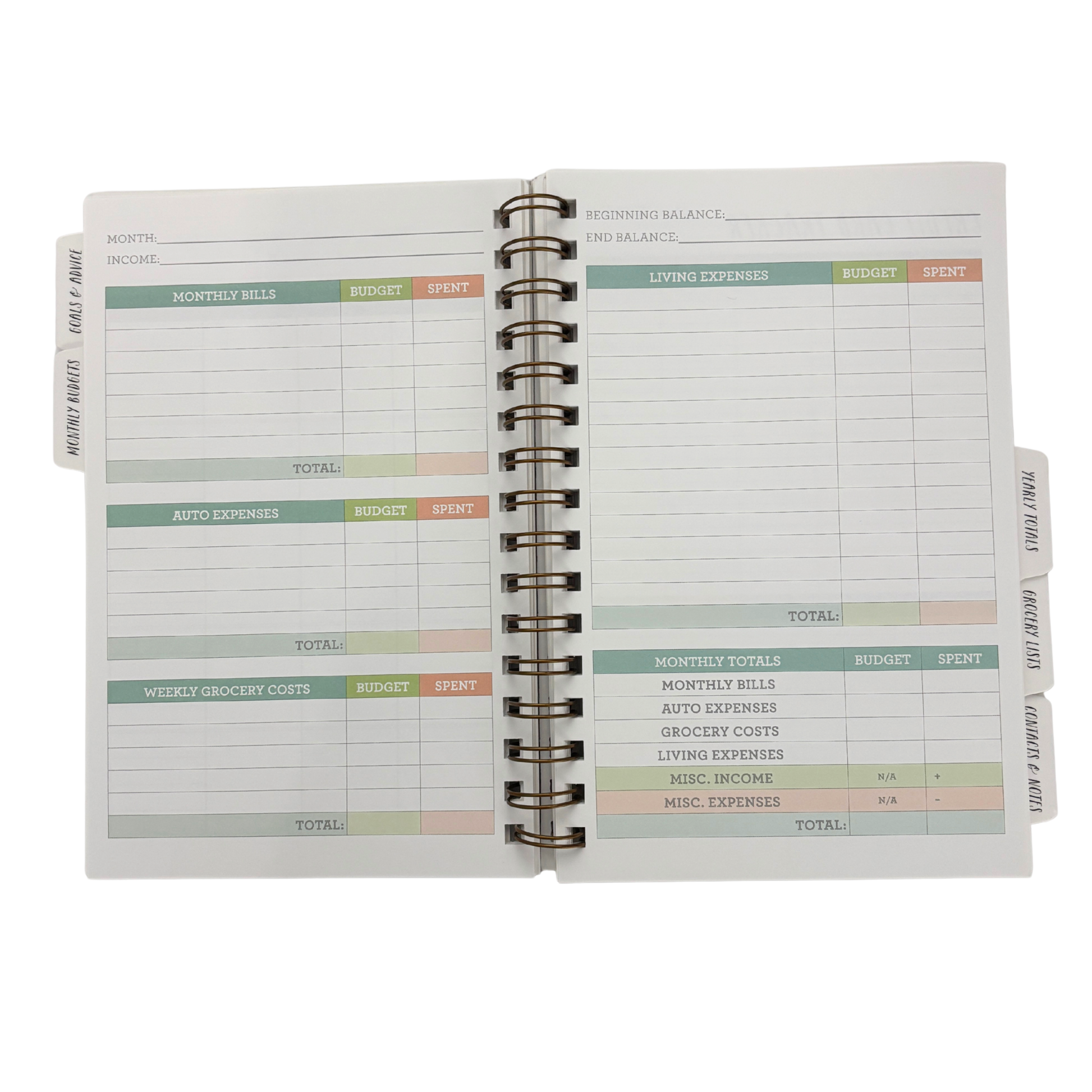 Spiral Bound 12 Month Financial Planner | Undated Budget & Goals Book | Black Dot Cover-Ninj and Ninj-The Bullish Store