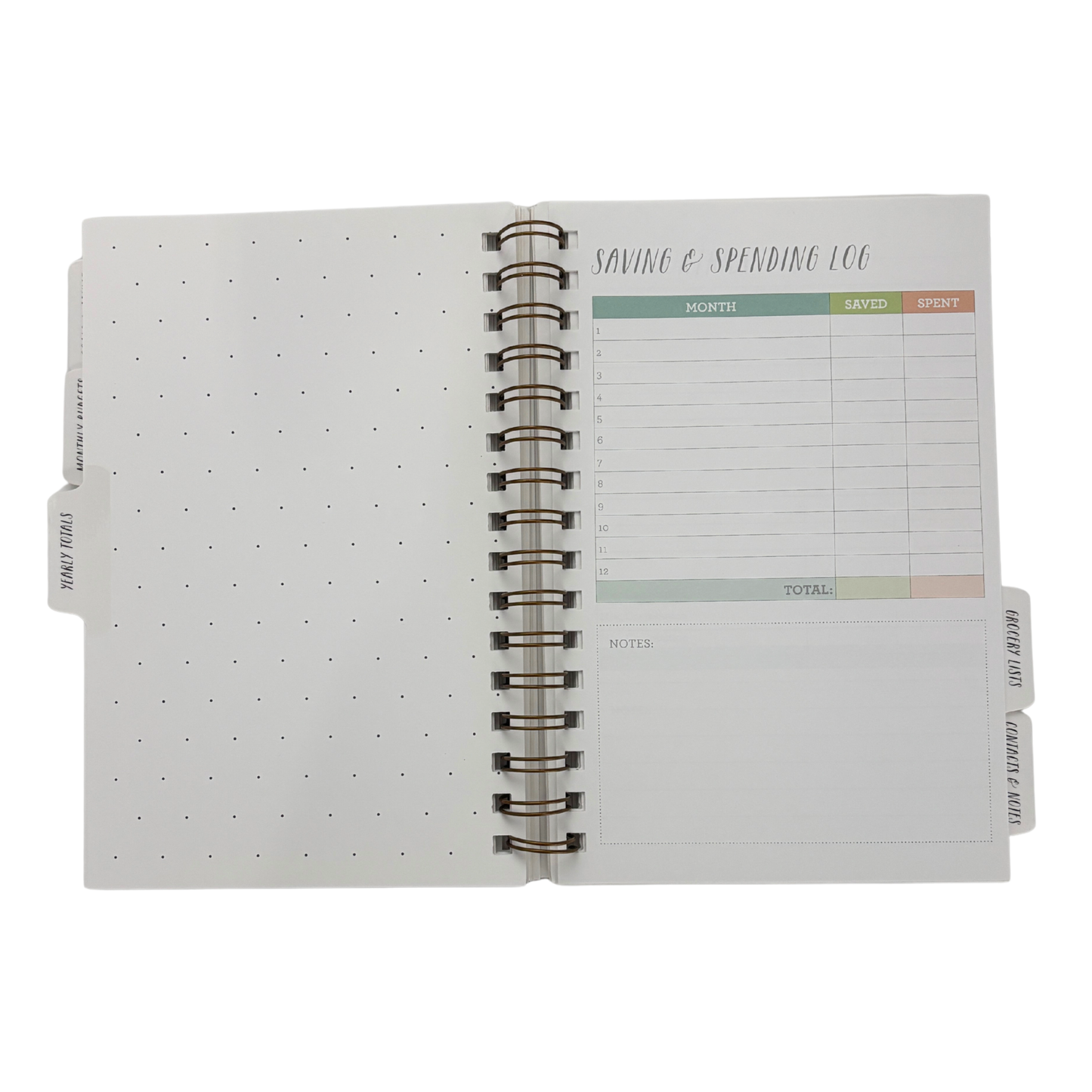 Spiral Bound 12 Month Financial Planner | Undated Budget & Goals Book | Black Dot Cover-Ninj and Ninj-The Bullish Store