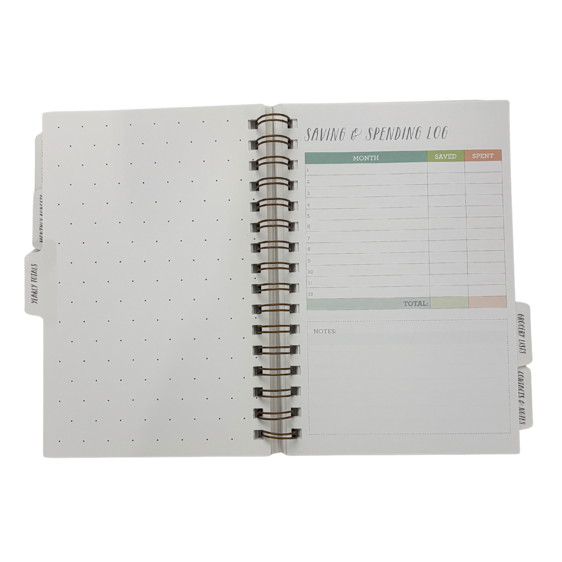 Spiral Bound 12 Month Financial Planner | Undated Budget & Goals Book | Black Dot Cover-Ninj and Ninj-The Bullish Store
