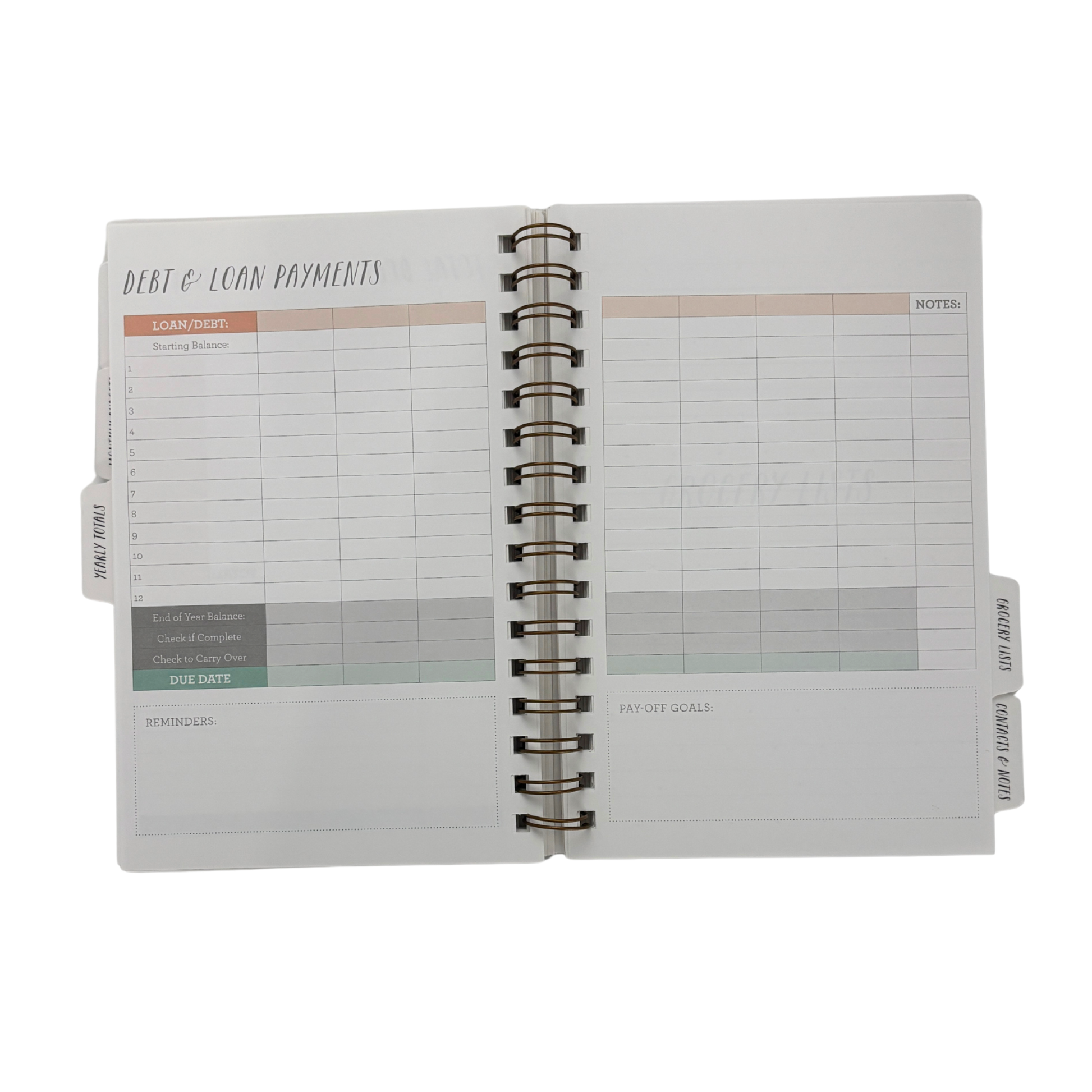Spiral Bound 12 Month Financial Planner | Undated Budget & Goals Book | Black Dot Cover-Ninj and Ninj-The Bullish Store