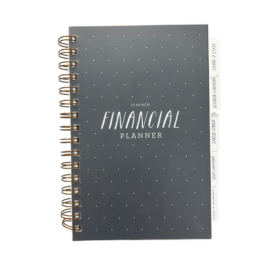Spiral Bound 12 Month Financial Planner | Undated Budget & Goals Book | Black Dot Cover-Ninj and Ninj-The Bullish Store