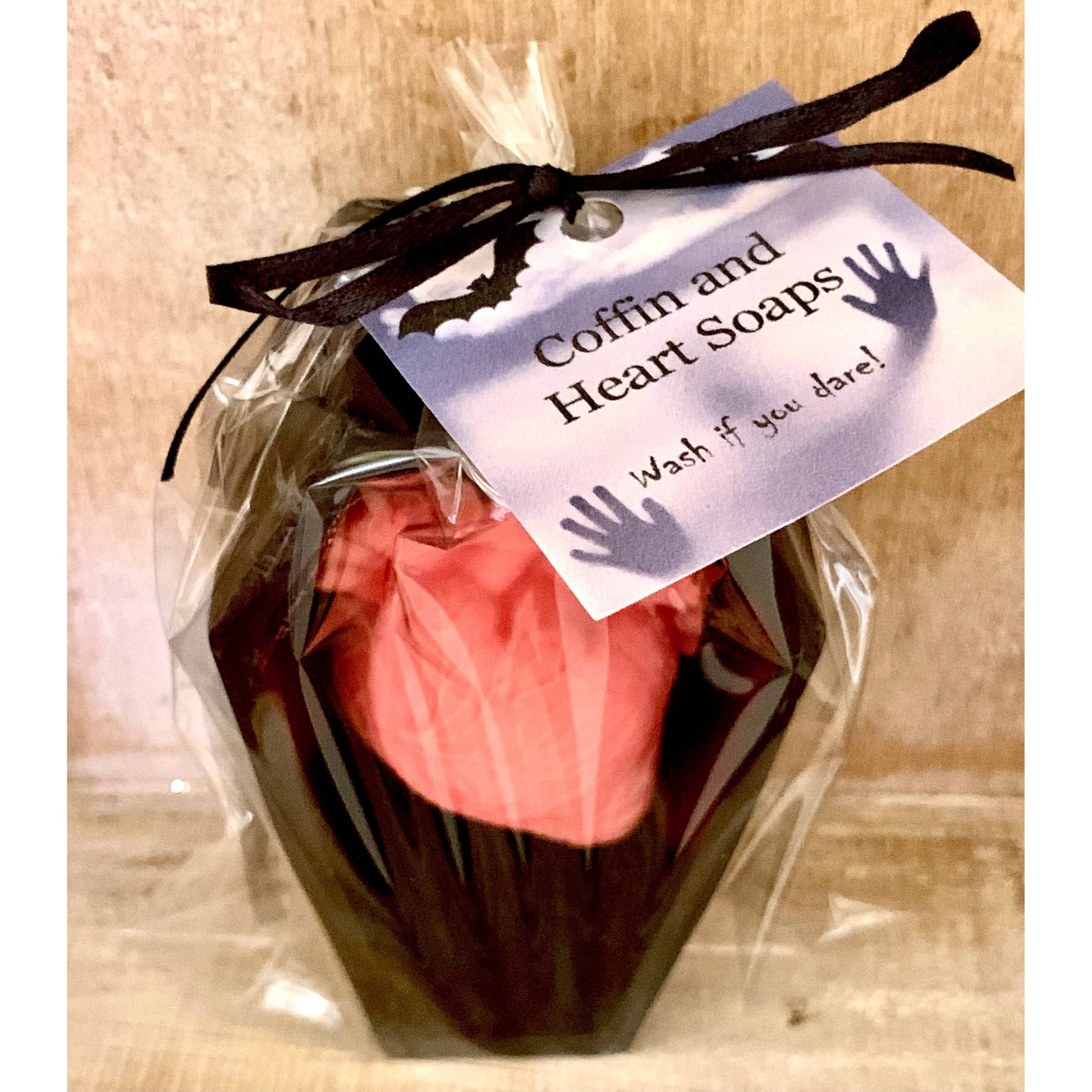 Spooky Black Coffin and Pink Heart Soap | Witches Brew Scent