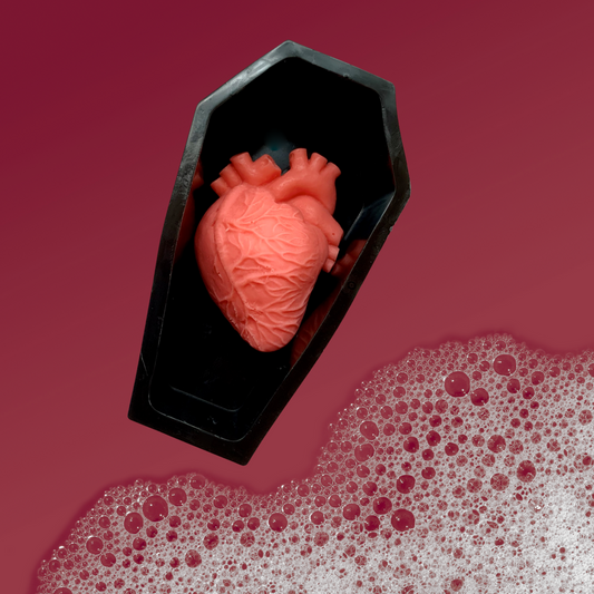 Spooky Black Coffin and Pink Heart Soap | Witches Brew Scent