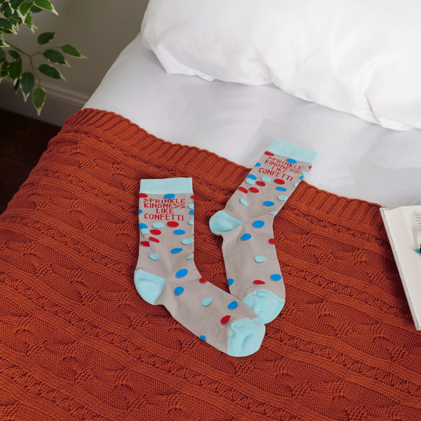 Sprinkle Kindness Like Confetti Socks | Inspirational Colorful Crew Socks