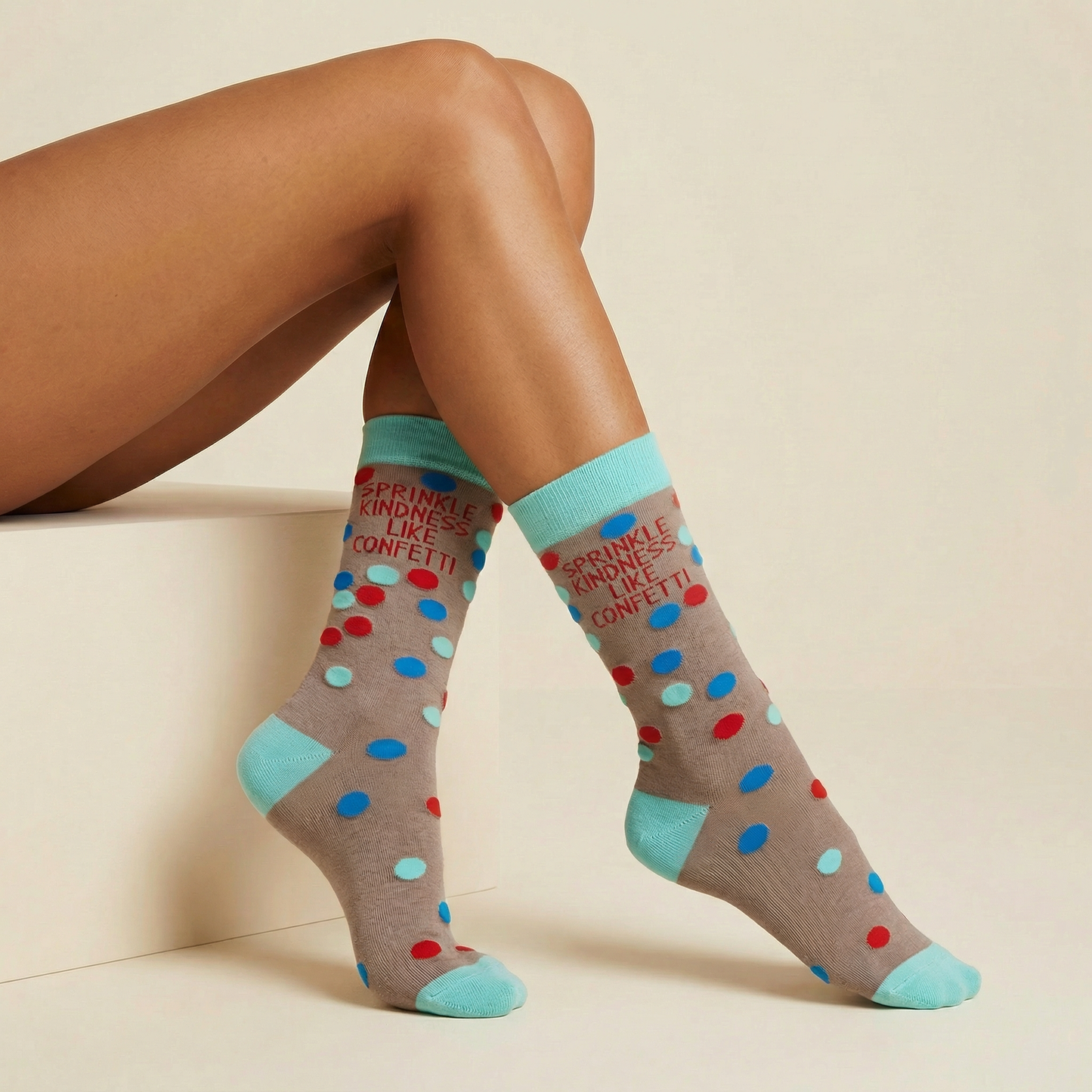 Sprinkle Kindness Like Confetti Socks | Inspirational Colorful Crew Socks