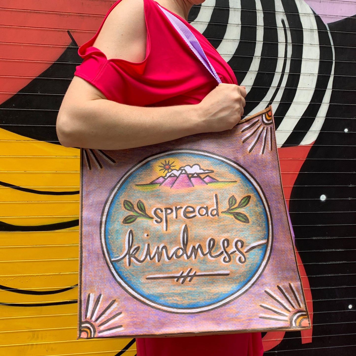 Spread Kindness Market Tote | Shopping Grocery Bag | 15.50" x 15.25" x 6"