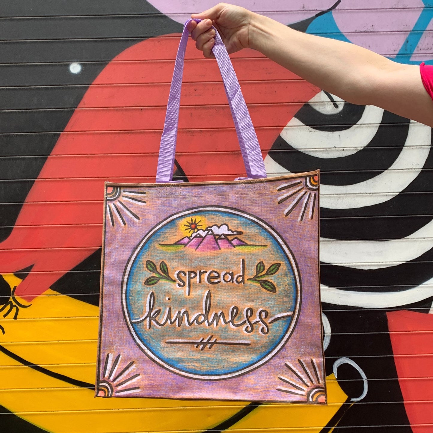 Spread Kindness Market Tote | Shopping Grocery Bag | 15.50" x 15.25" x 6"