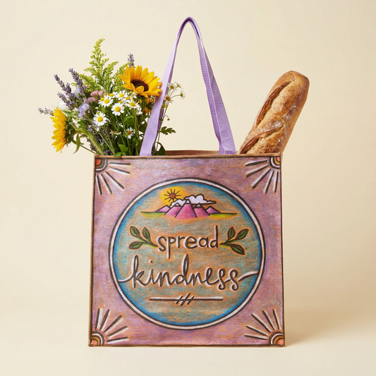 Spread Kindness Market Tote | Shopping Grocery Bag | 15.50" x 15.25" x 6"