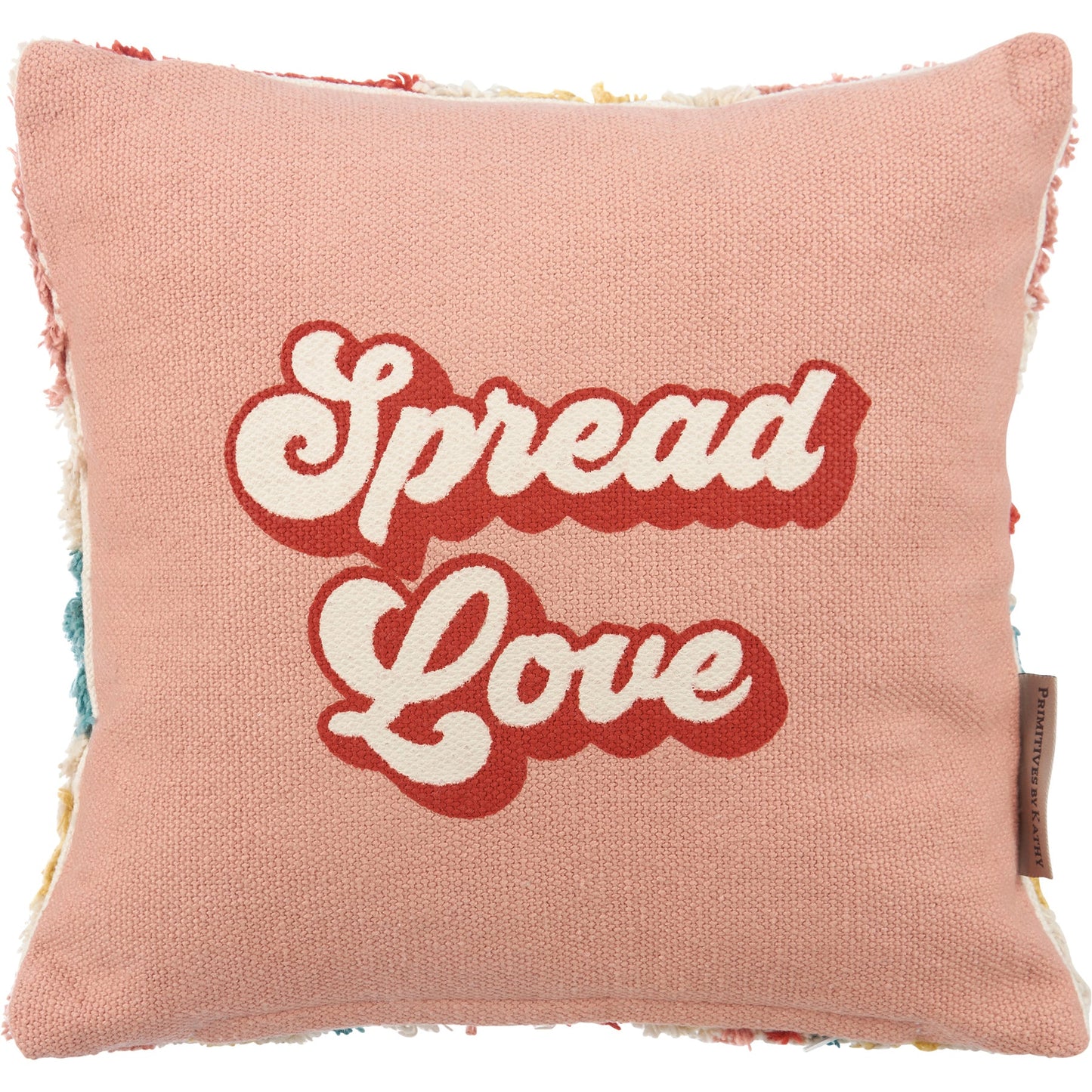 Spread Love Pillow | Throw Pillow In Retro Swirl Back Design | 10" x 10"