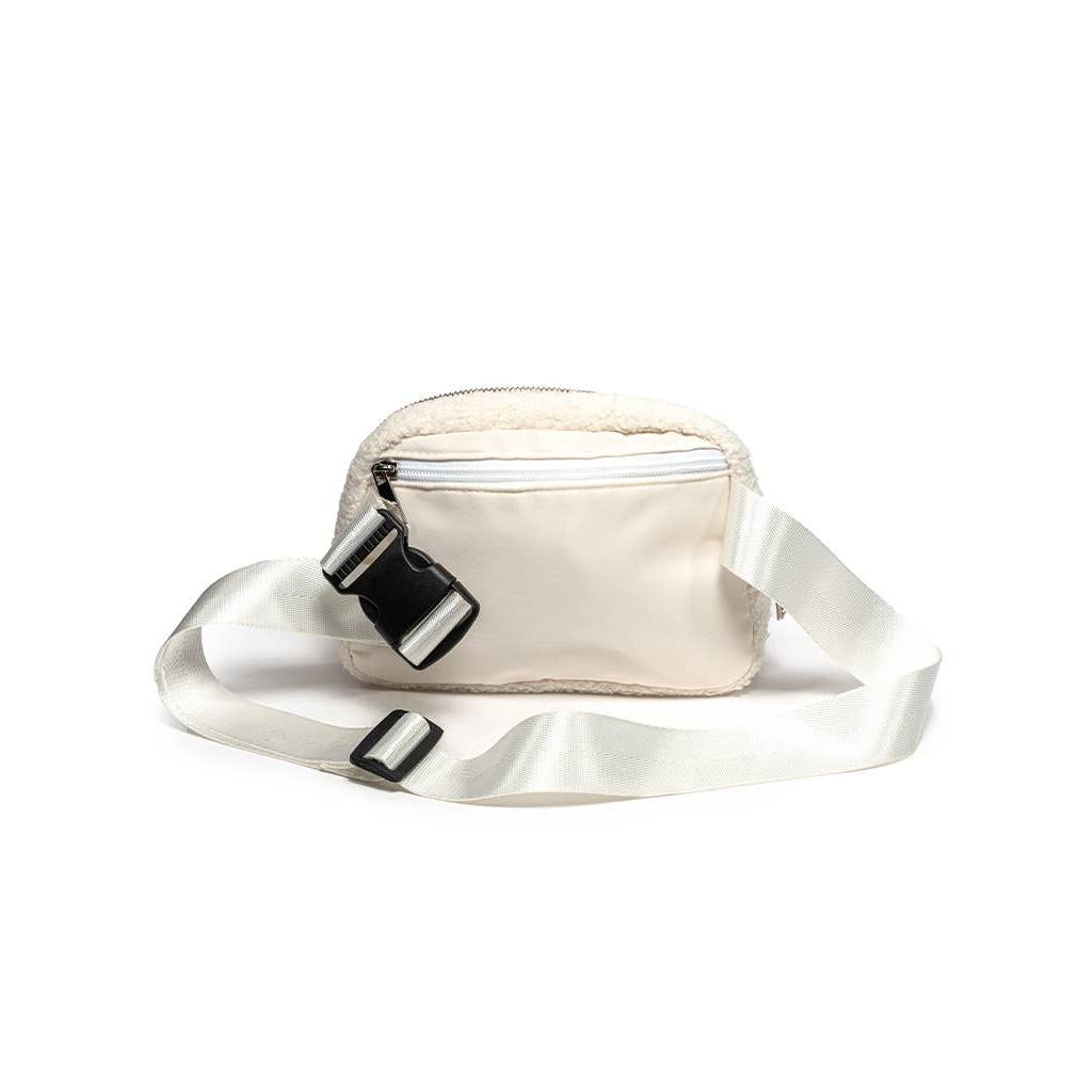 Spring Flowers in Bloom White Adjustable Belt Bag | Floral Crossbody Waist Bag
