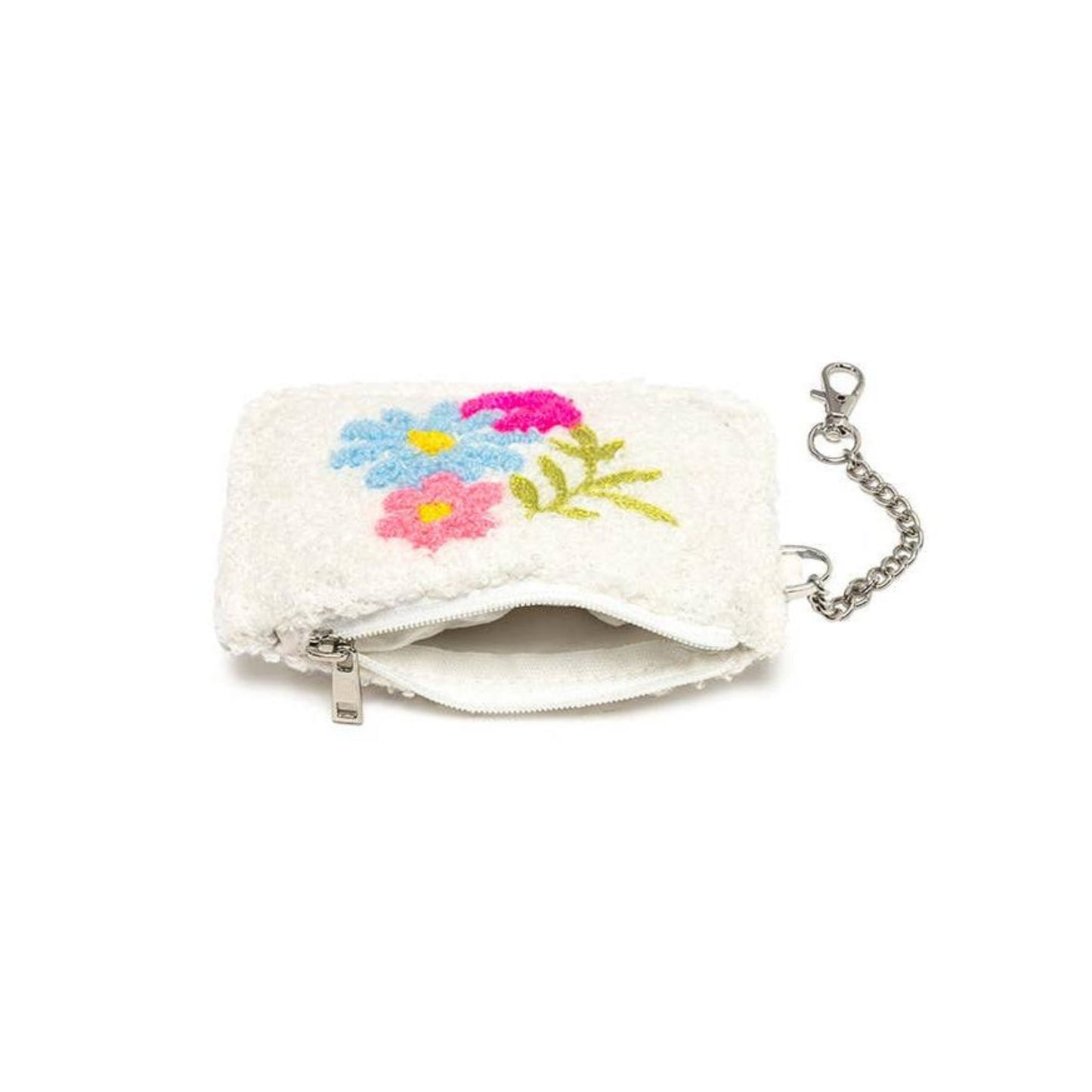 Spring Flowers in Bloom White Keychain Pouch | Cards & Cash Key Chain Wallet Purse