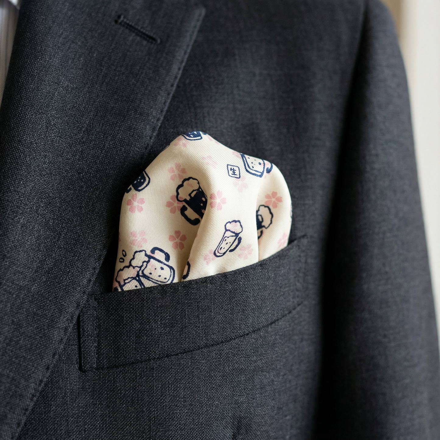 Spring Party Beer and Flowers Tenugui Hankie Handkerchief | Japanese Hand Cloth