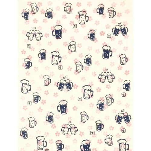 Spring Party Beer and Flowers Tenugui Hankie Handkerchief | Japanese Hand Cloth