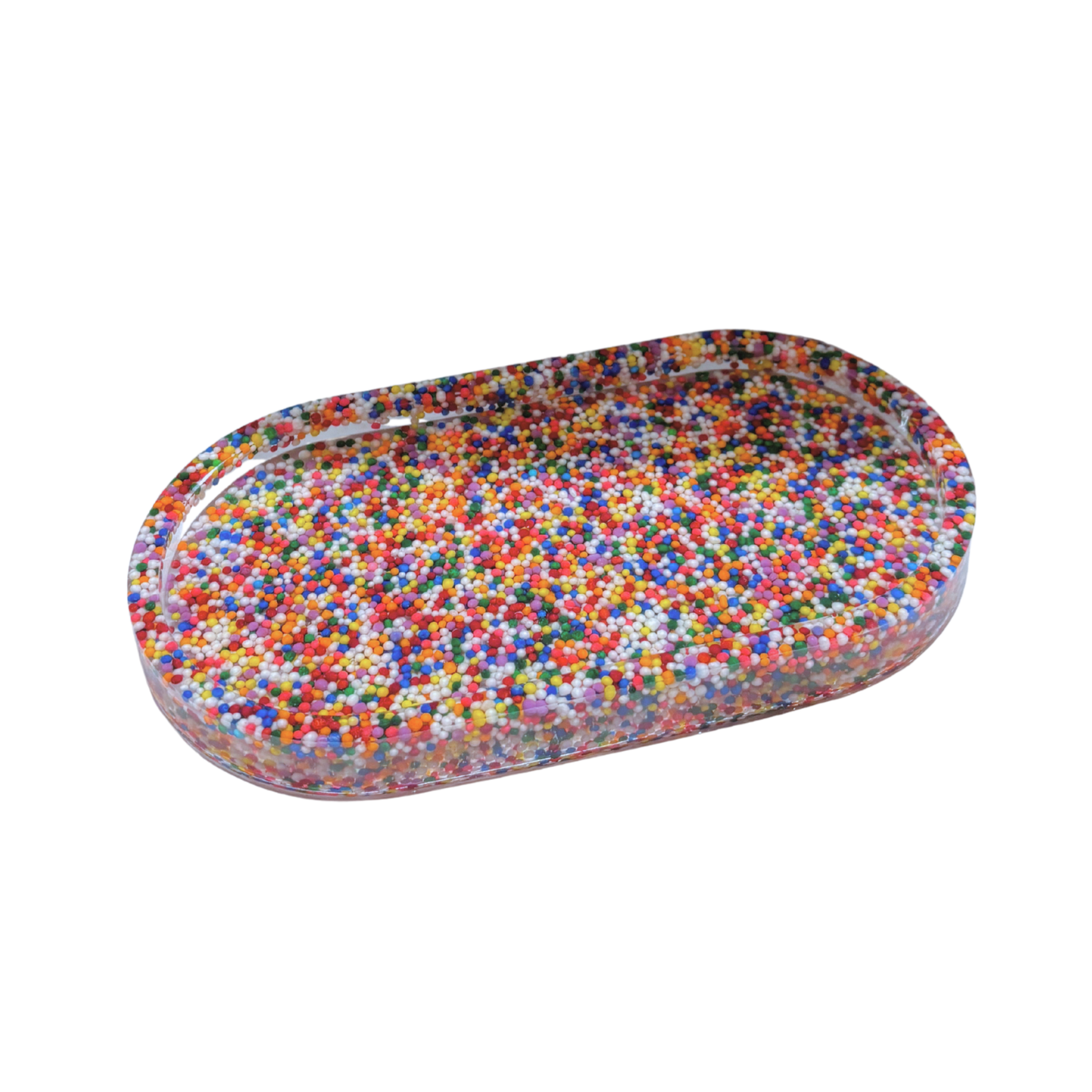 Sprinkle Tray | Hand Poured Resin Tray With Colorful Sprinkles | Decorative Catchall Trinket Tray