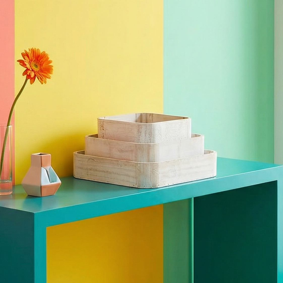 Square Wooden Tray Set | Set of 3 Decorative Serving Tray