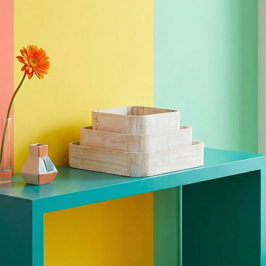 Square Wooden Tray Set | Set of 3 Decorative Serving Tray