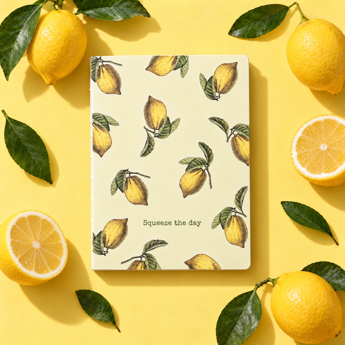 Squeeze The Day Journal | Lemon Designs Double-sided 160 Lined Pages Notebook-Primitives by Kathy-The Bullish Store