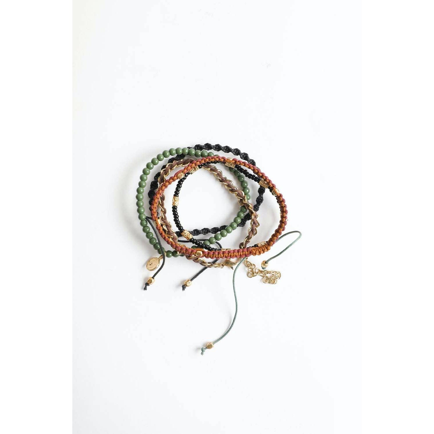 Stackable Bead and Woven Cord Bracelet | Cute & Trendy Adjustable Stacked Fashion Jewelry