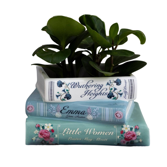 Stacked Books Ceramic Book Planter | Little Women, Emma, Wuthering Heights-Steel Mill and Co.-The Bullish Store