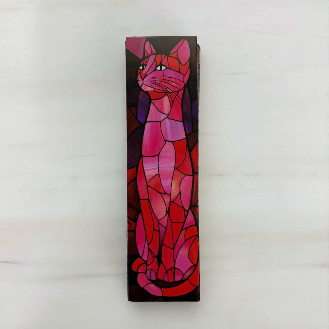 Stained Glass Cats Bookmark Set of 30 | Assorted Cat Art Cardboard Bookmarks