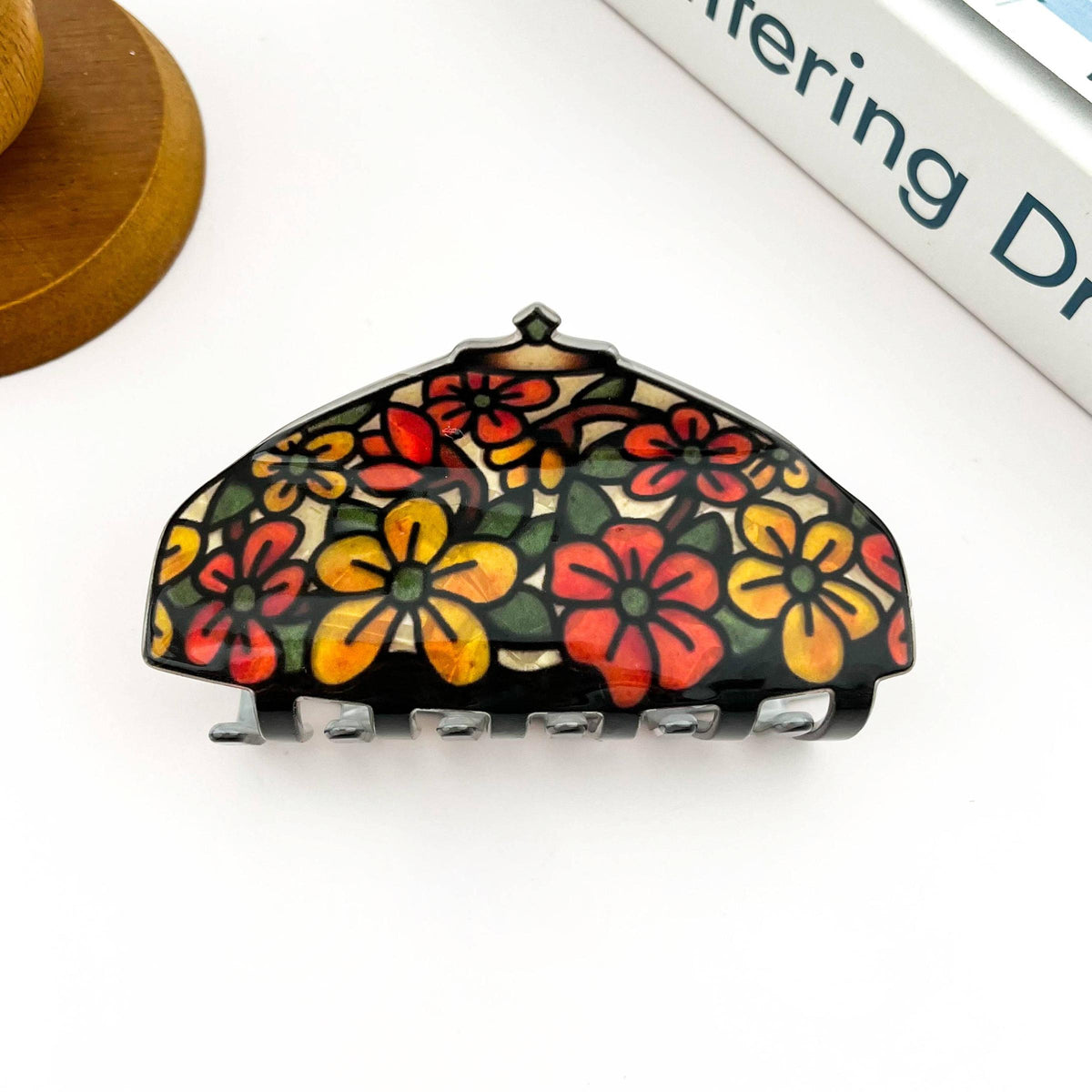 Stained Glass Floral Acrylic Hair Claw-SoapElenGlen-The Bullish Store