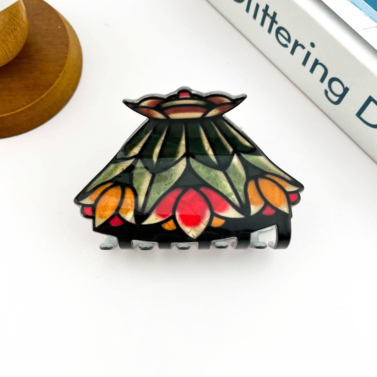 Stained Glass Floral Acrylic Hair Claw-SoapElenGlen-The Bullish Store