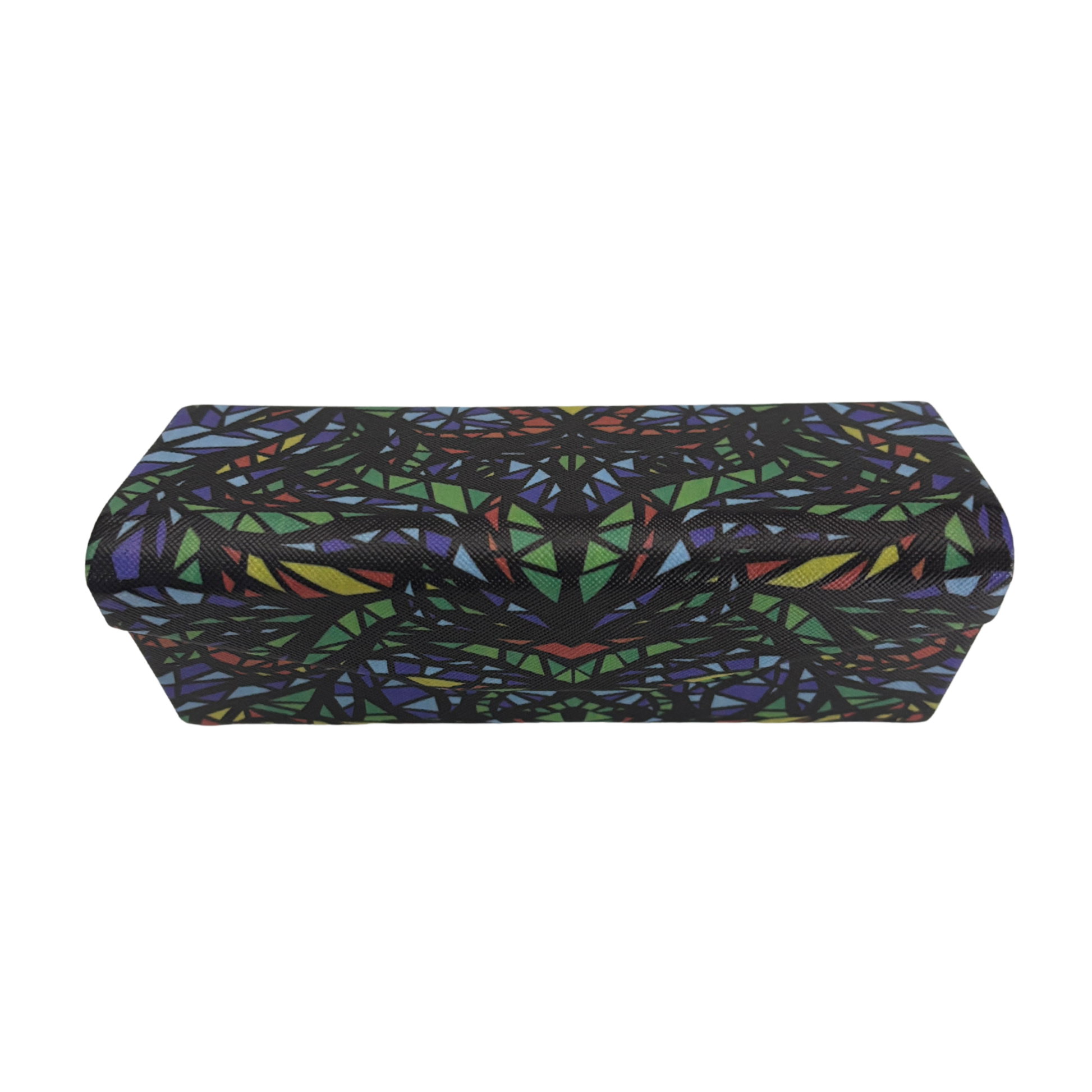 Stained Glass Print Folds-Flat Eyeglasses Case | Magnetic Closure, Velvet Lining