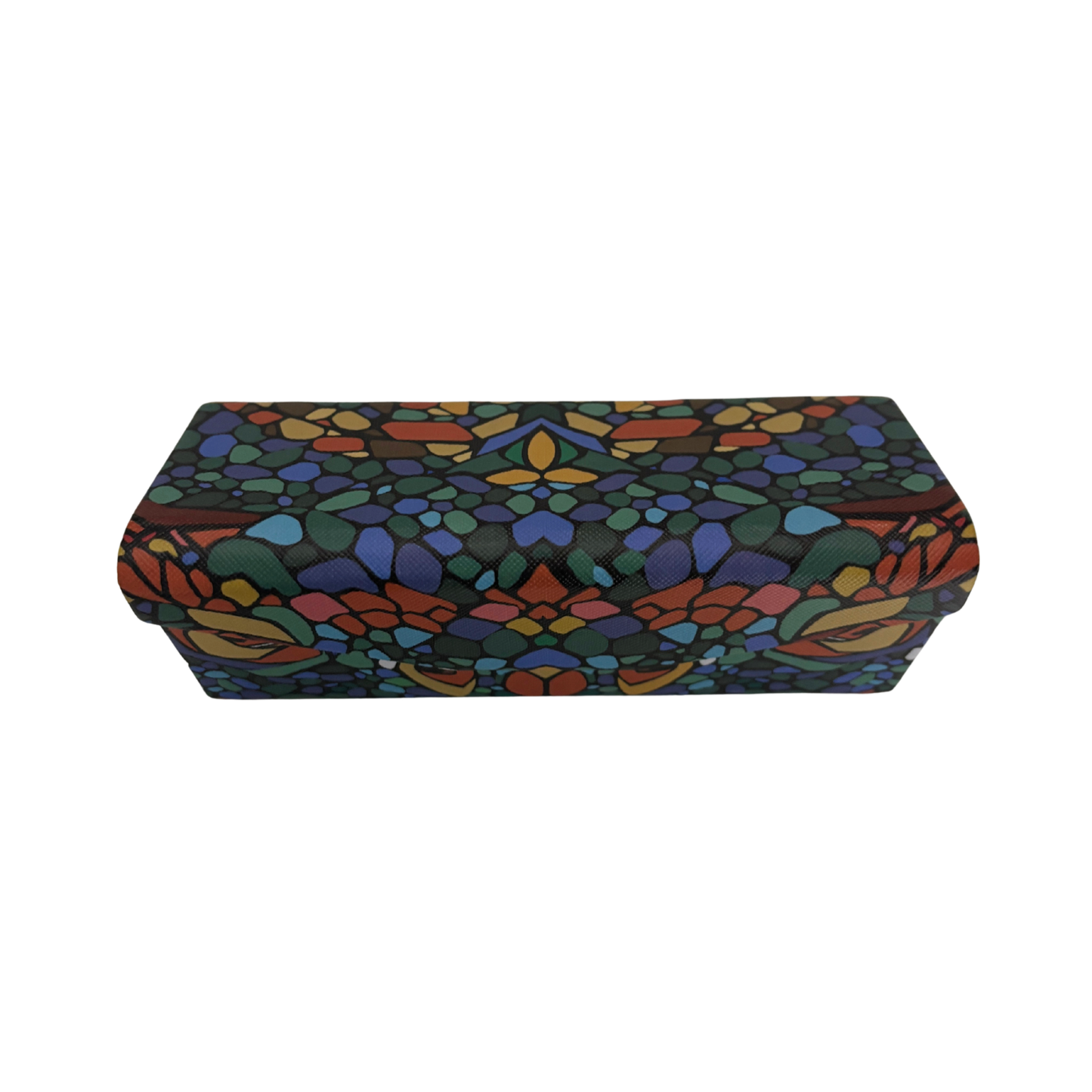 Stained Glass Print Folds-Flat Eyeglasses Case | Magnetic Closure, Velvet Lining
