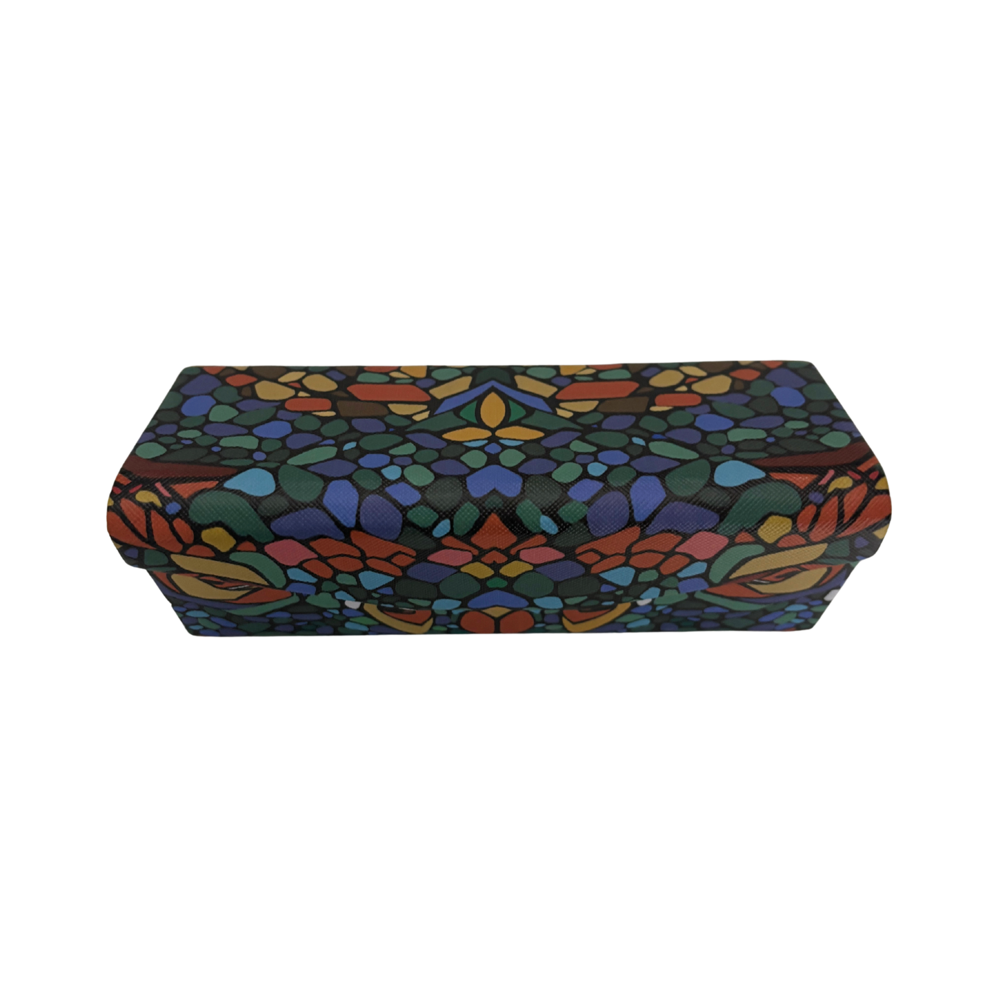 Stained Glass Print Folds-Flat Eyeglasses Case | Magnetic Closure, Velvet Lining
