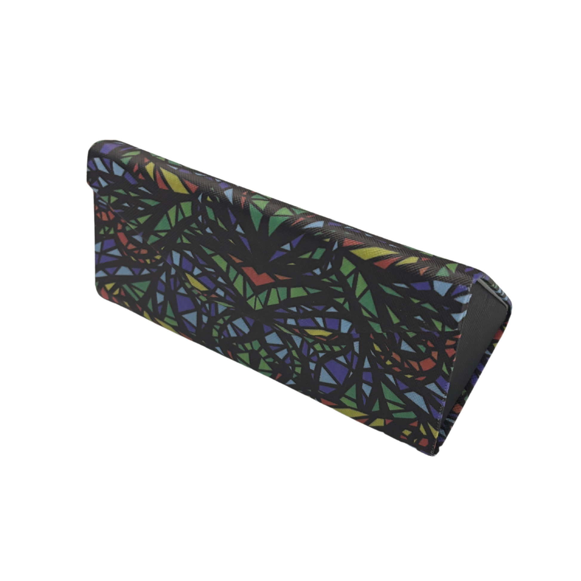 Stained Glass Print Folds-Flat Eyeglasses Case | Magnetic Closure, Velvet Lining