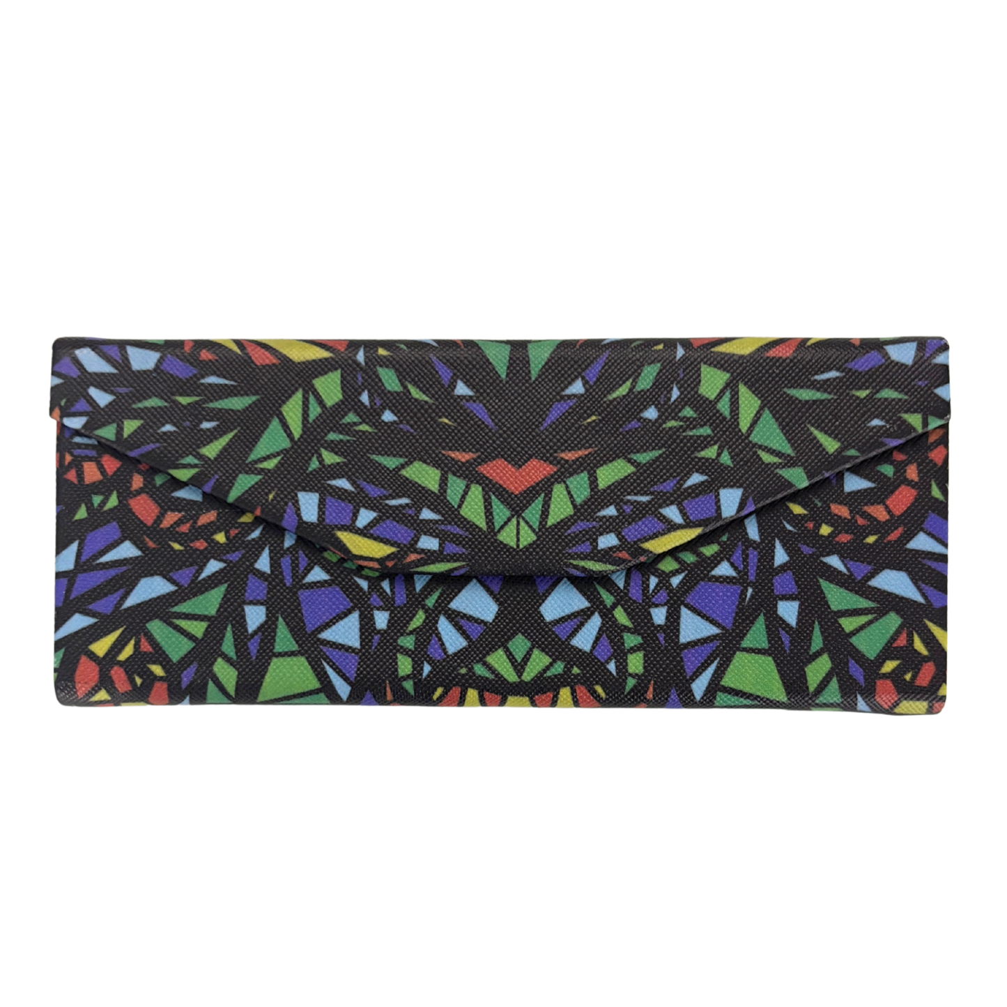 Stained Glass Print Folds-Flat Eyeglasses Case | Magnetic Closure, Velvet Lining