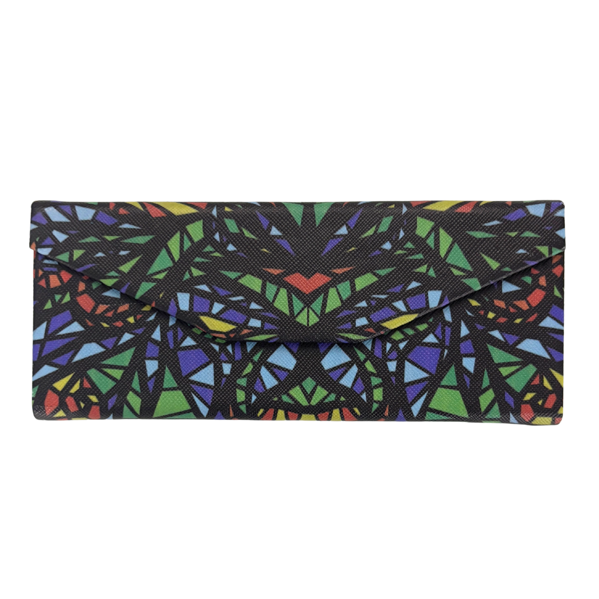 Stained Glass Print Folds-Flat Eyeglasses Case | Magnetic Closure, Velvet Lining