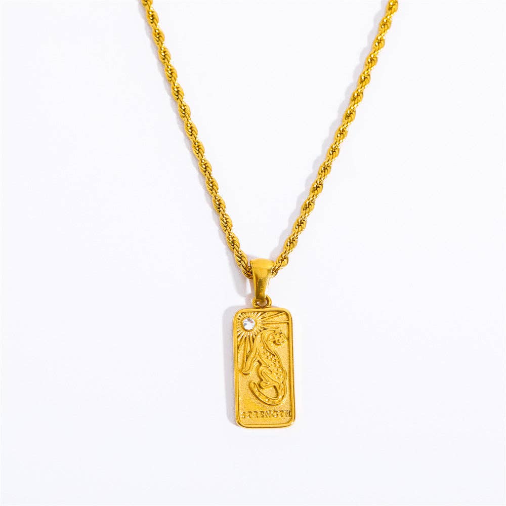 Star Moon Tarot Stainless Steel Necklace | 18K Gold-plated Twist Chain Necklace