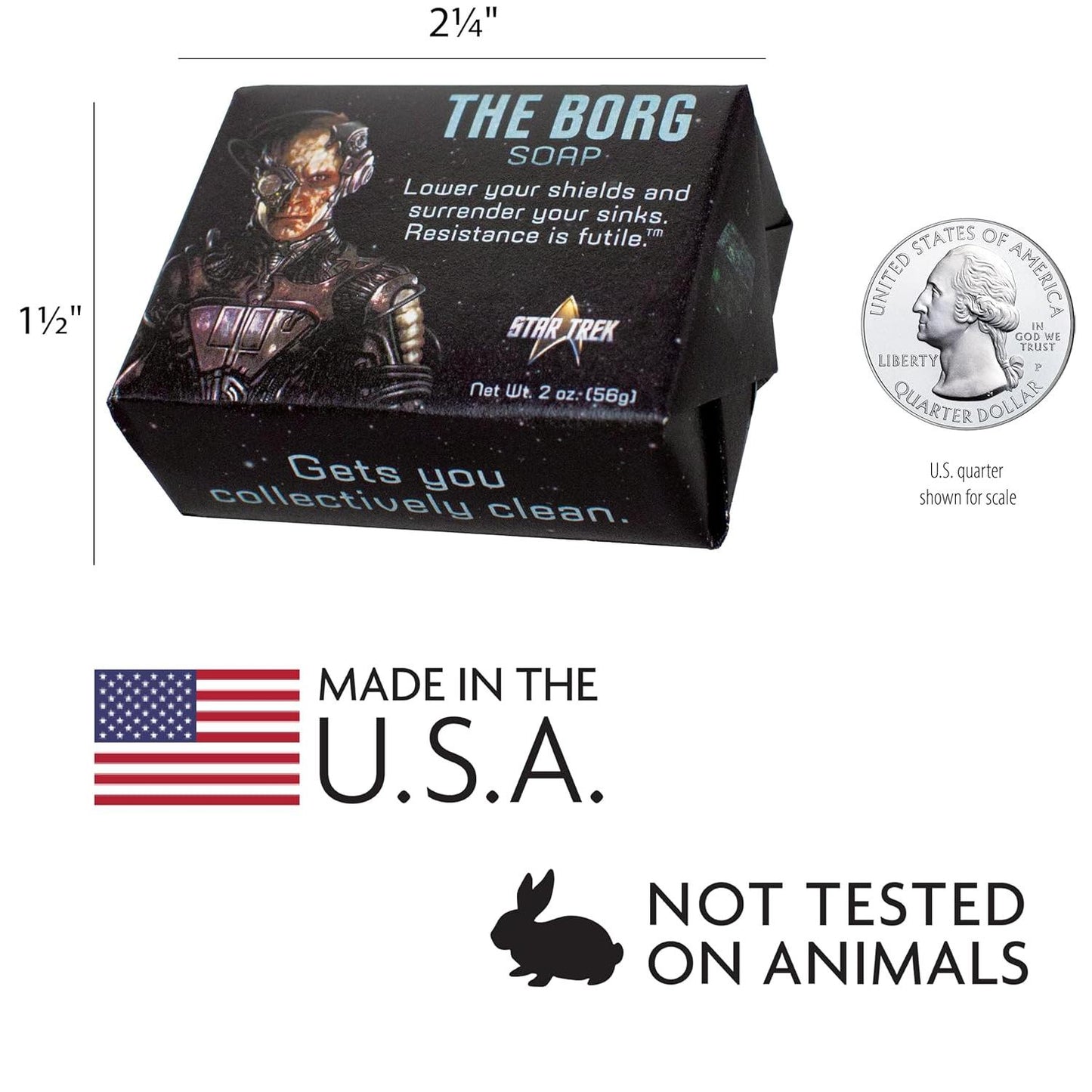 Star Trek Borg Mini Soap in Fresh Milk Scent | Body Bar Bath Cleanser  | 2 oz.