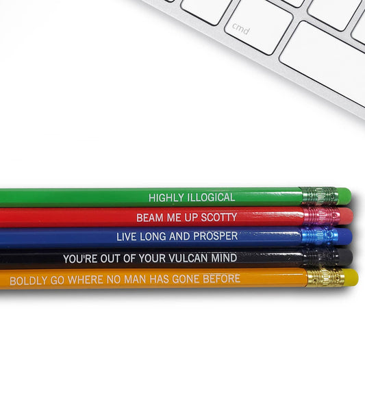 Star Trek Quote Pencils | Unsharpened Wooden Pencils With Wordings | 8“ x 2.5"