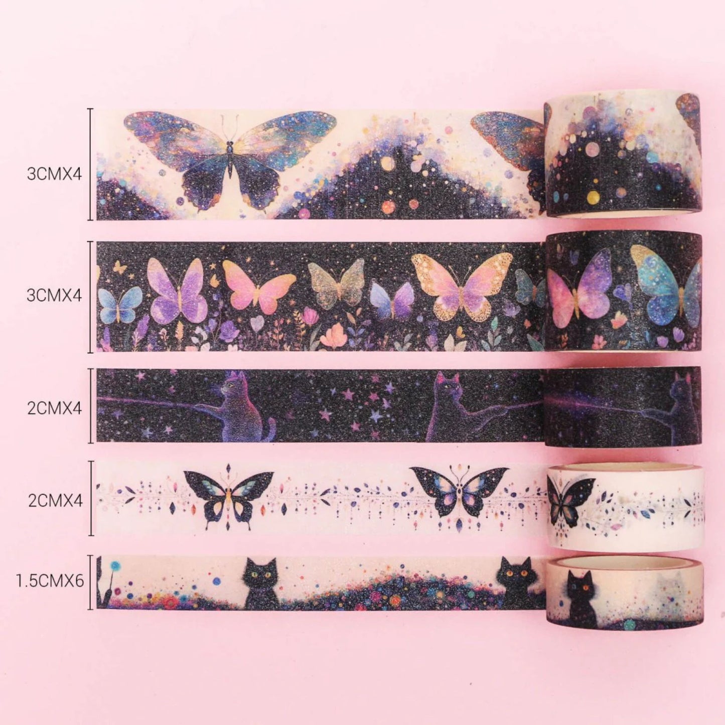 Starlit Fairy Dreams Washi Tape Set | 14 Rolls Magical & Whimsical Decorative Tape for Journals, Scrapbooks & Crafts