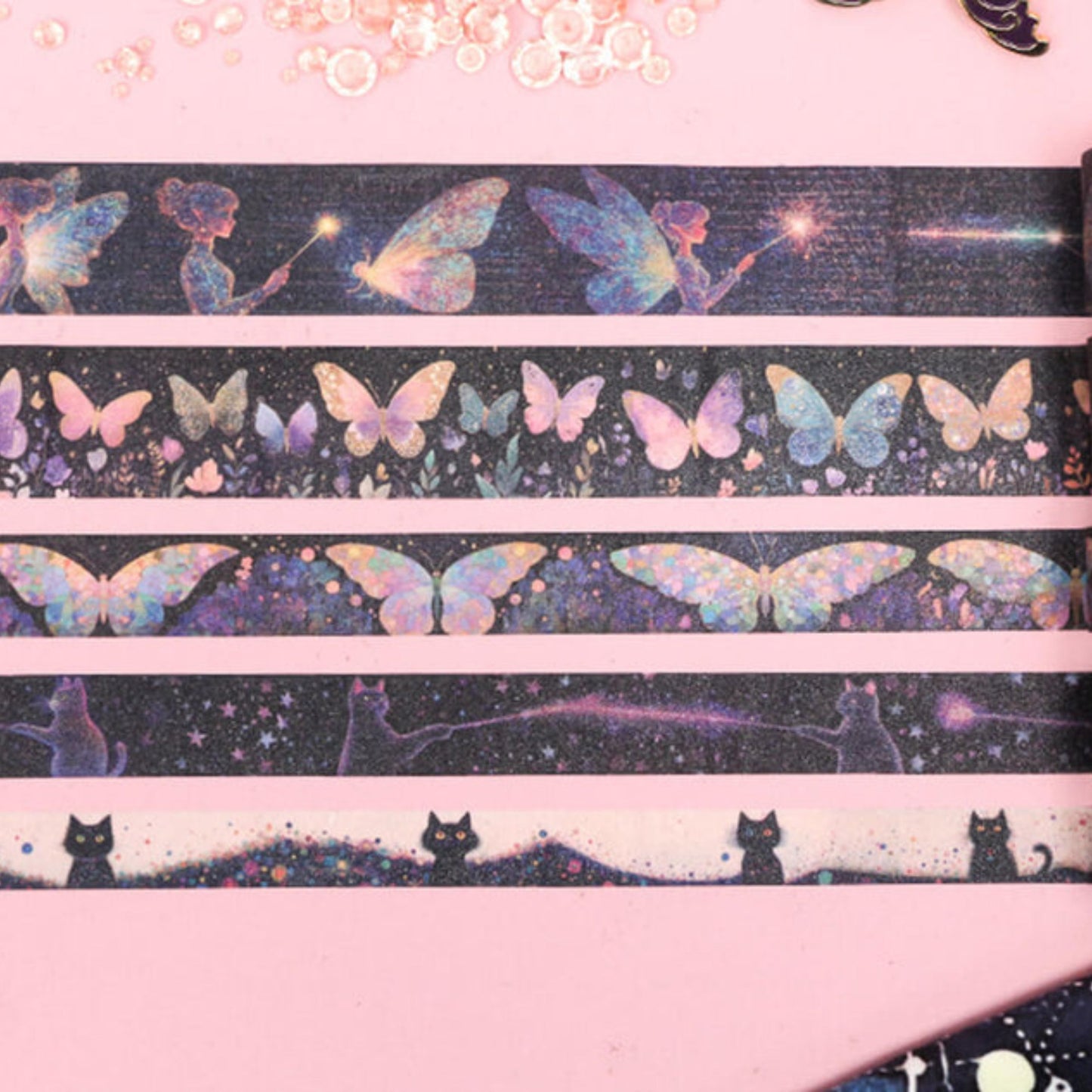 Starlit Fairy Dreams Washi Tape Set | 14 Rolls Magical & Whimsical Decorative Tape for Journals, Scrapbooks & Crafts