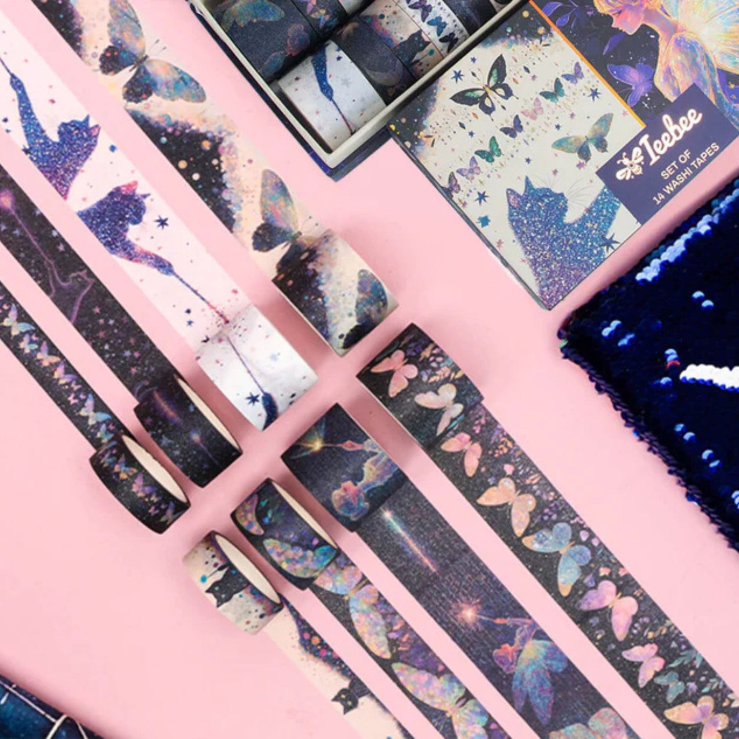 Starlit Fairy Dreams Washi Tape Set | 14 Rolls Magical & Whimsical Decorative Tape for Journals, Scrapbooks & Crafts