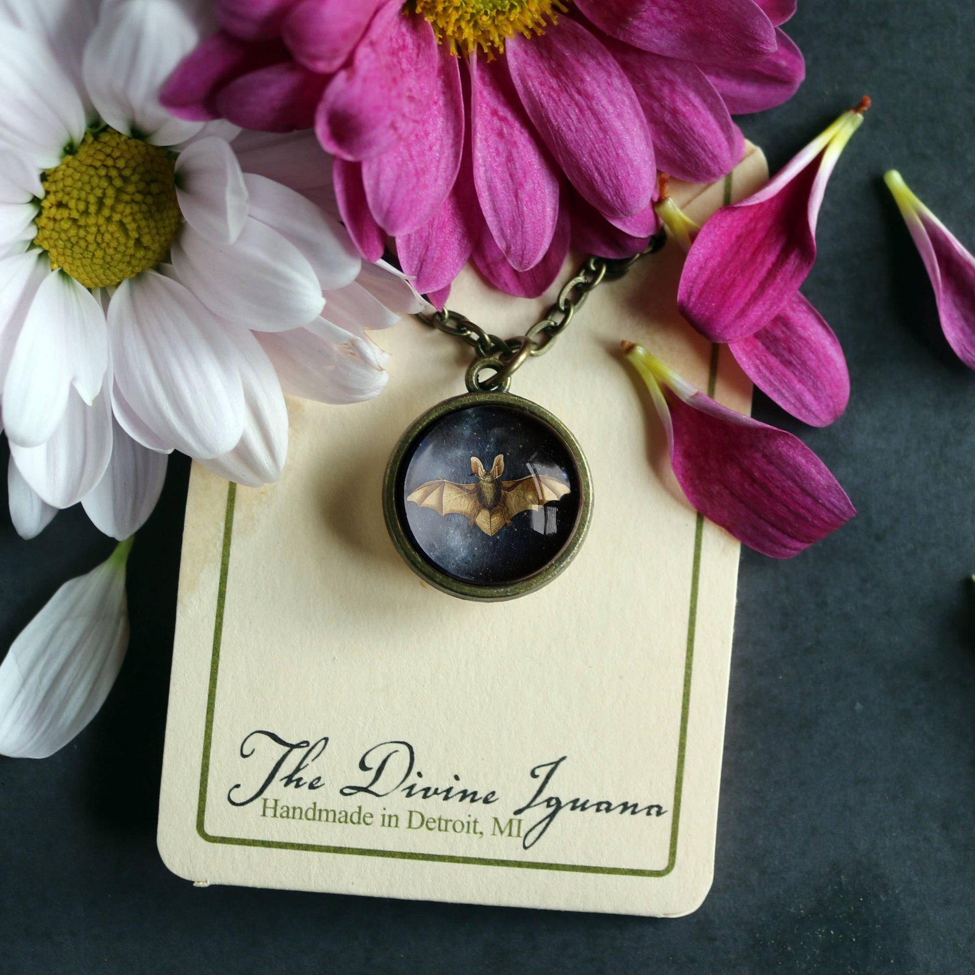 Starry Bat Simple Reversible Gothic Pendant Necklace-Divine Iguana-The Bullish Store