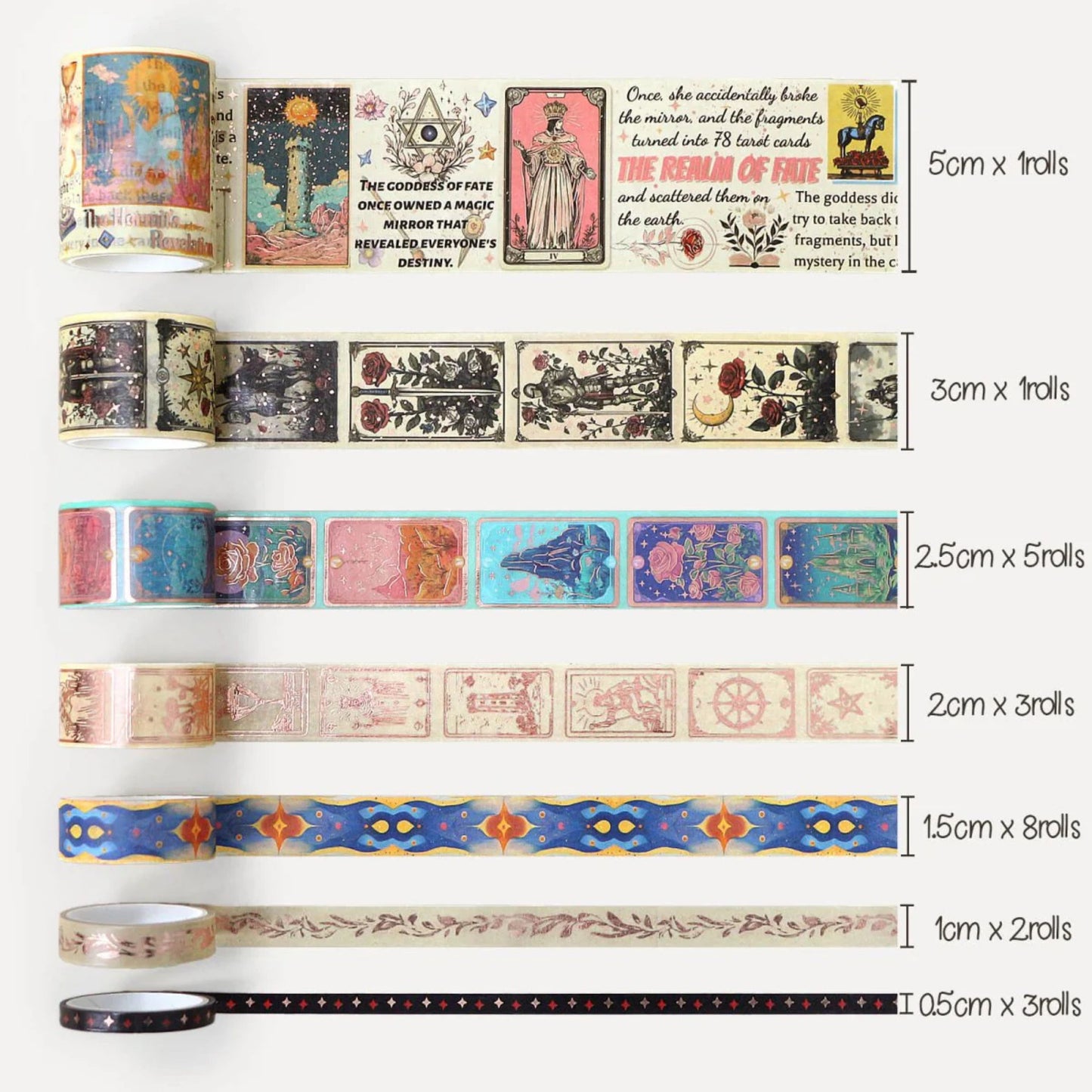 Starry Divination Washi Tape Set | 23 Rolls Gold Foil Decorative Tapes | Celestial Astrology Moon & Stars Tapes