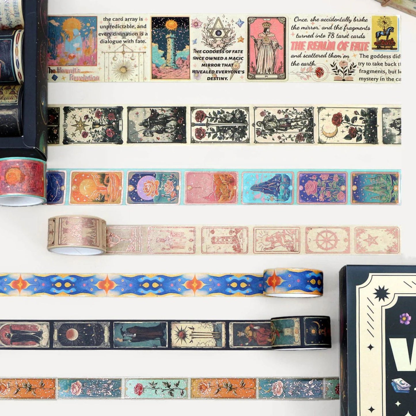 Starry Divination Washi Tape Set | 23 Rolls Gold Foil Decorative Tapes | Celestial Astrology Moon & Stars Tapes